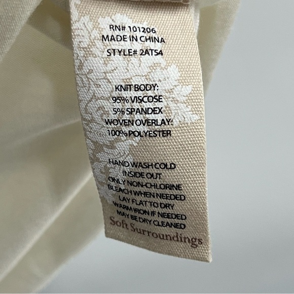 Soft Surroundings large cream overlay sheer top - Picture 4 of 9